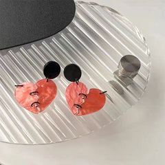 Lunivop New Fashion Personality Suturing Pink Broken Heart Earrings for Women Niche Design Acrylic Studs Sweet Cool Party Jewelry Gifts