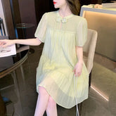 Lunivop Knot Button Dress Summer New Collection Puff Sleeve High-end Doll Dress for Women