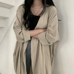 Lunivop Summer Korean Version Loose Fit Women's Long Cardigan Summer Solid Color Breathable Thin Windbreaker Sunscreen Clothing