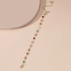 Lunivop New Fashion Boho Colorful Crystal Bracelet for Women Exquisite Alloy Chain Sweet Elegant Beach Party Jewelry Girlfriend Gifts