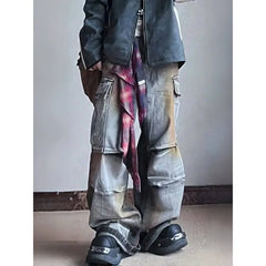 Lunivop Blue Womens Jeans High Waist Vintage Straight Baggy Casual Denim Pants Streetwear American Style Fashion Wide Leg Denim Trouser