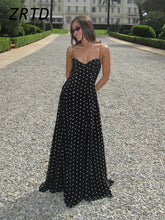 Lunivop Sexy Polka Dot Print Sling Long Dress Women Elegant V-neck Sleeveless Backless Female Party Dresses Summer Lady Streetwear