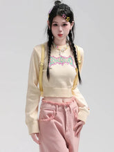 Lunivop Sexy Cropped Sweaters Women Slim Letter Long Sleeve Cute Knitted Jumper Vintage Preppy Style Female O Neck Casual Pullovers