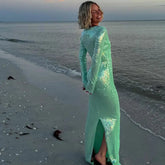 Lunivop Long Sleeve Formal Occasion Dresses for Women 2024 Autumn Sequins Elegant Maxi Dress Wedding Guest Party Dresses