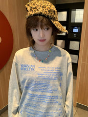 Lunivop Autumn And Winter New Loose Sheet Music Pattern Printed Long Sleeve T-Shirt Top Y2K Millennial Style Top For Women