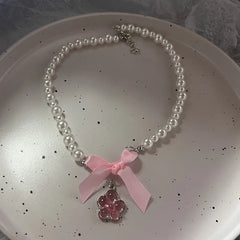 Lunivop Kpop Goth Y2K Heart Bowknot Pendant Choker Necklace Women's Clavicle Chain Fashion Accessory