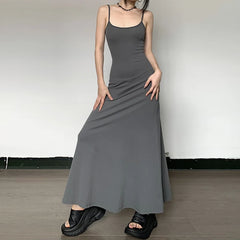 Lunivop Casual Solid Sling Slim Y2k Dress Streetwear Holiday Party Korean Fashion Sexy Spring Summer Women Outfit