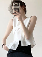 Lunivop Fashion White Tanks Women Irregular Sexy Slim Sleeveless Tanks Tops Summer Korean Design Female Casual Elegant O Neck Tops