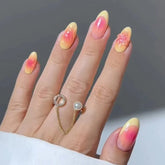 Lunivop 24pcs Summer Press on Nails 3d Flower Decorations for Fake Nails French Simple Nail Tips Paste Nails with Glue Self-nail