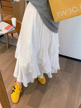 Lunivop Elegant White Long Skirt Women Fairycore Sweet Korean Style Ruffle Skirts Irregular Vintage Streetwear Layered Skirts