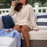 Lunivop Vintage Women Knitted Pullovers Elegant Casual Oversize Long Sleeve Sweaters Autumn Winter Solid Lady Sweaters Street