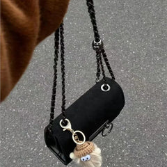 Lunivop Retro Black Shoulder Bags Women Vintage Velvet Chain Square Bag Handbag Ladies Versatile High Street Messenger Bag New