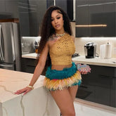 Lunivop Summer One Shoulder Sequins Shiny Spicy Girls Slim Crop Tank Top Women Sexy Sleeveless Backless Hipster Streetwear Y2k Tees