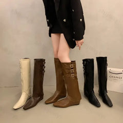 Lunivop Pointed Pleated Long Boots for Women New Autumn Trendy Designer Removable Boots Two Outfits Shoes Ladies Knee High Boots
