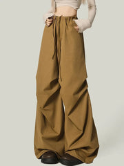 Lunivop Black Y2K Streetwear Cargo Pant Women Vintage High Waist American Loose Trousers Hip Hop Retro Bf Wrinkles Paratrooper Pants New