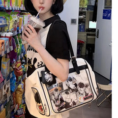Lunivop Japanese Beige Ita Bag Handbag Women Harajuku Aesthetic Transparent Itabag Ladies Large Capacity Shoulder Bags New