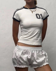 Lunivop Women Casual Baby Tee Streetwear EMO Girls Aesthetic Short Sleeves T-Shirt Y2k Clothes Gothic Emo Girl Croped Tops Print Vintage