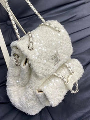 Lunivop Fairycore Aesthetic White Backpack Women Versatile Portable Plush Y2k Mochila College Studen Harajuku Mini Backpack