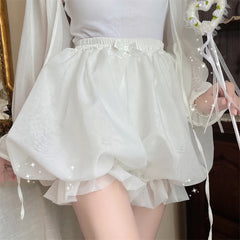 Lunivop Harajuku Sweet Lolita Pumpkin Pants New Pink Thin Bottoming Shorts for Women Summer High Waist Bow Jk Short Pants