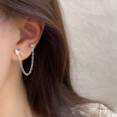 Lunivop 6Pcs/Set Heart Flower Butterfly Chain Pendant Earrings Women's Korean Fashion Y2K Pink Crystal Love Earrings Piercing for Ears