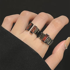 Lunivop INS Hot Zircon Gun Black Star Saturn Ring for Women men Cool Open Finger Rings y2k Jewelry Halloween