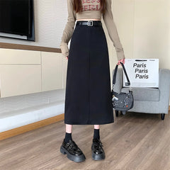 Lunivop High-waisted Slimming Skirt Greysuit Women's Lightweight Casual A- line Medium-length Dress