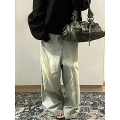 Lunivop Y2K Style Blue Women Jeans 2024 Vintage Fashion High Waisted Streetwear Wide Leg Jean Female Trouser Hip Hop Baggy Denim Pants