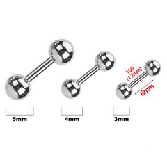 Lunivop 6PCS Stainless Steel Cartilage Earrings Set Helix Piercing Studs Straight Barbell 6mm 8mm with Ball Spike Ends Ear Jewelry