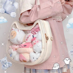 Lunivop Harajuku Aesthetic Transparent White Shoulder Bag Women Sweet Cat Handbag Ita Bag Ladies Lolita Mini Backpack Itabag