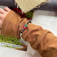 Lunivop Mushroom Bead Bracelet for Women Natural Healing Crystal Jewelry Bohemian Style Elastic Wristband