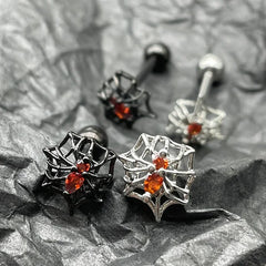 Lunivop Spider Web Tongue Stud Stainless Steel Street Hot Girls Black Tontue Piercing Ring Punk Earring Studs Body Piercing Accessories