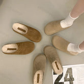 Lunivop Women Flats Mules Shoes Suede Short Plush Cotton Slippers Designer Winter Casual Shoes Trend Walking Shoes Zapatos De Mujer