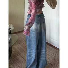 Lunivop Y2K Light Blue Baggy Japanese 2000s Denim Trouser Female Street Retro High Waist Trashy Jeans Women Washed Vintage Casual Pants