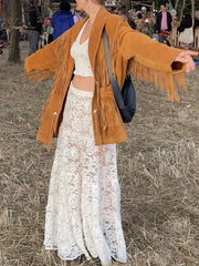 Lunivop Sexy See Through Lace Women Skirt White High Waist Print Floral Skirt Female Autumn Loose Casual Y2k Women Clothing