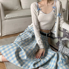 Lunivop Preppy Style Plaid Long Skirt Women Sweet Elegant Vintage Pleated Skirt High Waist Autumn Winter Retro A-line Skirts
