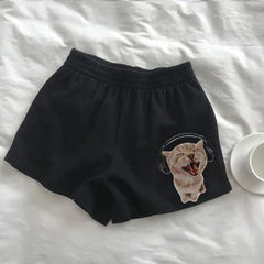 Lunivop Y2k Loose Women's Shorts High Waist Star Fun Kitten Print Summer Harajuku Fashion Sports Sweatpants Beach Y2K Clothing
