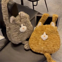 Lunivop Sweet Cute Cat Plush Handbag Purse Women Harajuku Aesthetic Crossbody Bag Ladies Cartoon Y2k Backpack Shoulder Bag 2025