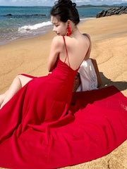 Lunivop Sexy Pleated Silk Fashionable Slimming Split Dresses Photography Supernatural Desert Open-Back Dress Women Elegant Long New