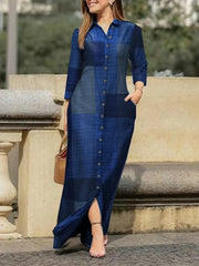 Lunivop Autumn Fashion New Slim Fit Flip Neck Dress Printed Plaid Single Breasted Long Retro Style Commuter Women's Robe