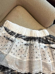Lunivop Y2K Plaid Patchwork Skirt Women Vintage Casual High Waist Streetwear Mini Skirts Retro Harajuku American Irregular Skirt