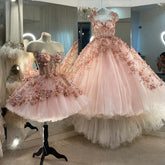 Lunivop Princess Sweetheart Quinceanera Dresses Pink Birthday Party Gown Pageant Tulle Crystal beading Appliques Prom Dress