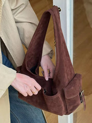 Lunivop Niche Design Multi Pocket Commuting Handheld Underarm Bags for Women Retro Single Shoulder Tote Bag