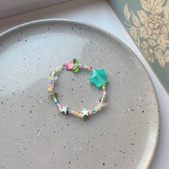 Lunivop Y2K Goth Harajuku Acrylic Colorful Star Beaded Bracelet Stretch Bracelets Summer Jewelry Stackable Bangle Friendship Wristbands