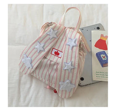 Lunivop New Fashion Striped Canvas Bag Korean Student Backpacks Cute Rabbit Ear Backpack for Women