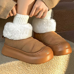 Lunivop New Fluffy Snow Boots Women Comfort Plush Lined Cotton Padded Shoes Woman Slip on Faux Suede Non Slip Winter Short Boots