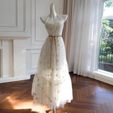 Lunivop Fashion Mesh Embroidered Dress Women's Hanging Neck Strapless A Line Dresses 2025 Summer New Tide