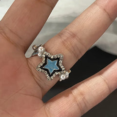 Lunivop Y2K Crystal Rings Kpop Heart Adjustable Ring Irregular Geometry Punk Vintage Rings Set for Women Girls New Fashion Jewelry