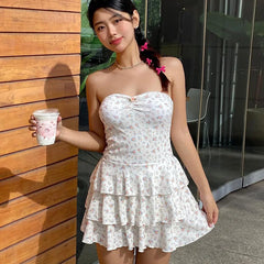Lunivop Floral Print Strapless Short Women'S Dresses 2024 Sumemr Y2K Streetwear Korean Wholesale Vacation Casual Clothes
