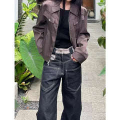 Lunivop Black High Waist Women Jeans Hip-hop Style Fashion Vintage Streetwear Y2K Wide Leg Jean Female Trouser Baggy Denim Pants