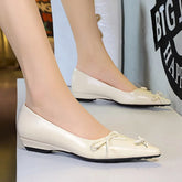 Lunivop Women Glossy Silver 2.5cm Low Heels Pumps Lady Daily Comfortable Casual Shoes Female Elegant Butterfly Knot Pointed Toe Shoes